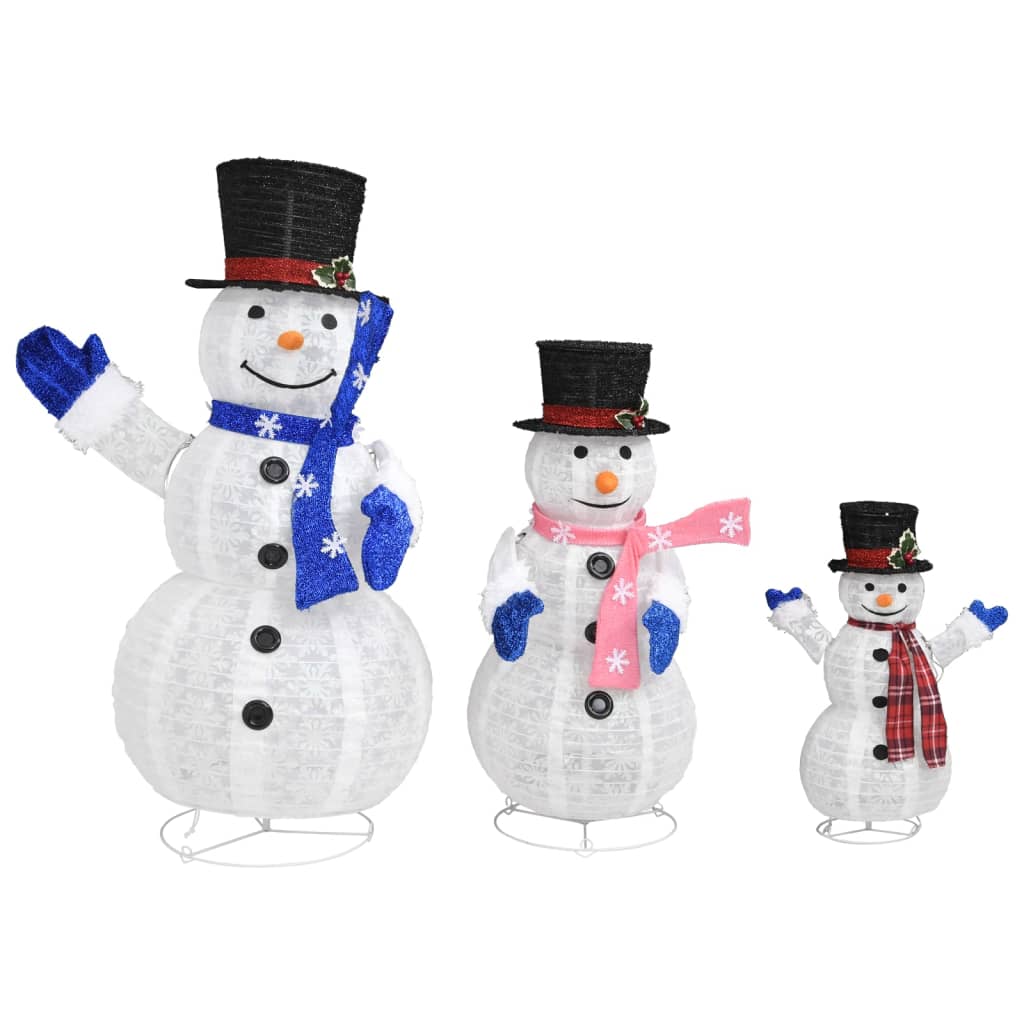 vidaXL Muñecos de nieve decorativos de Navidad con LED tela lujosa