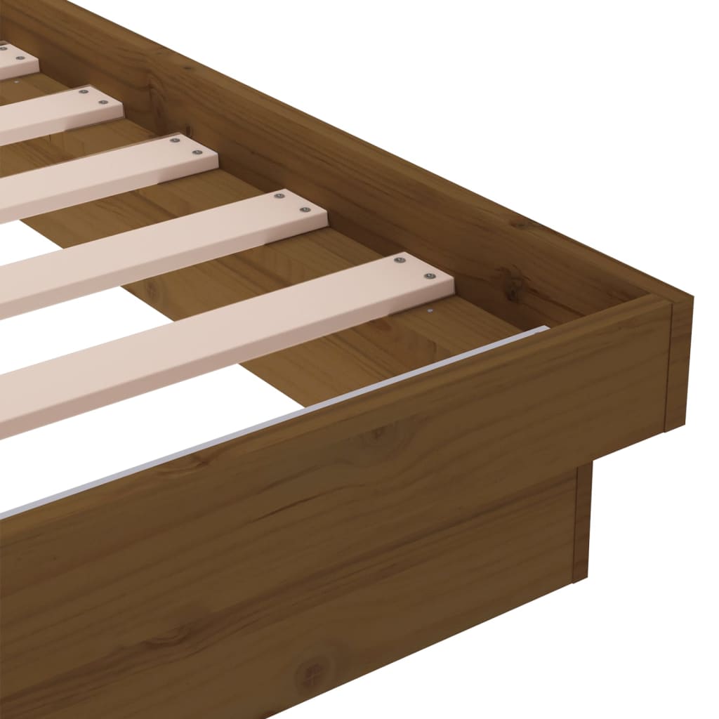 vidaXL Estructura de cama madera maciza marrón miel 90x200 cm