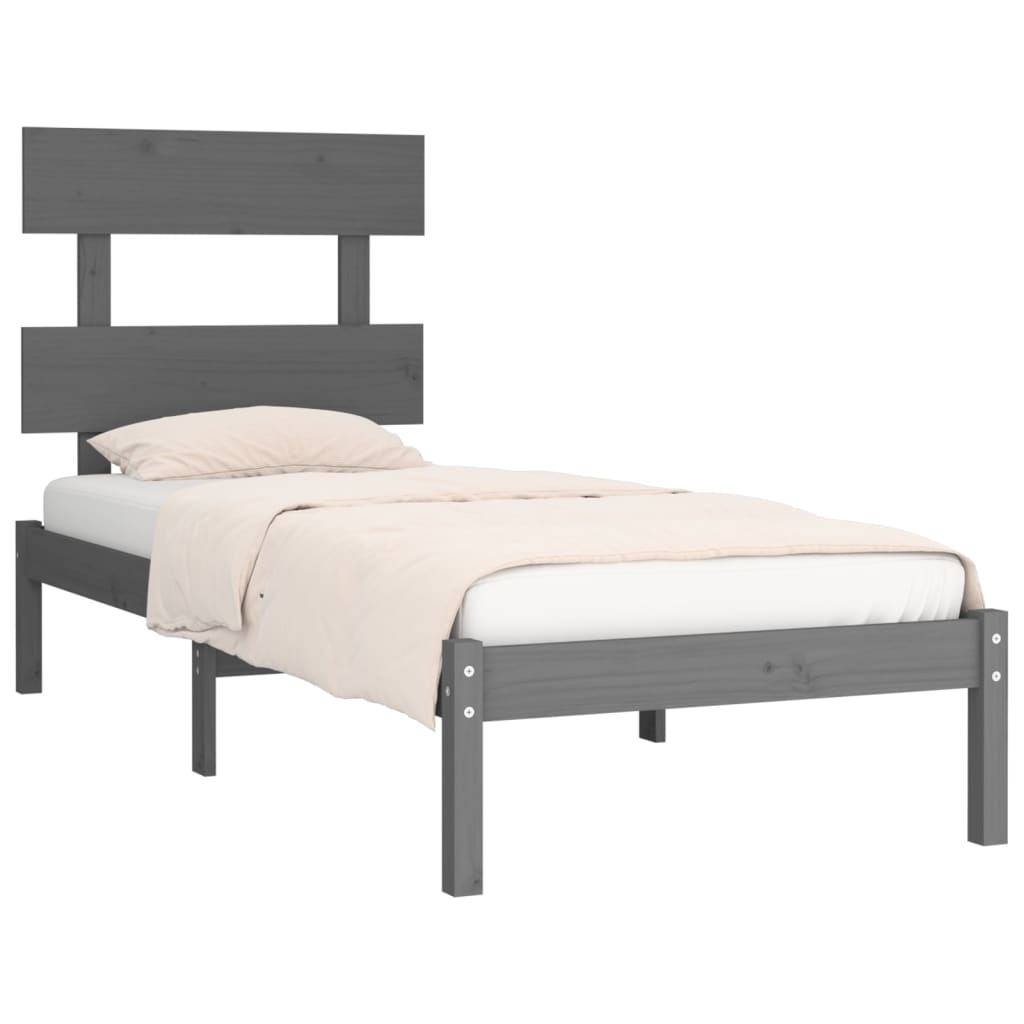vidaXL Estructura de cama de madera maciza gris 100x200 cm