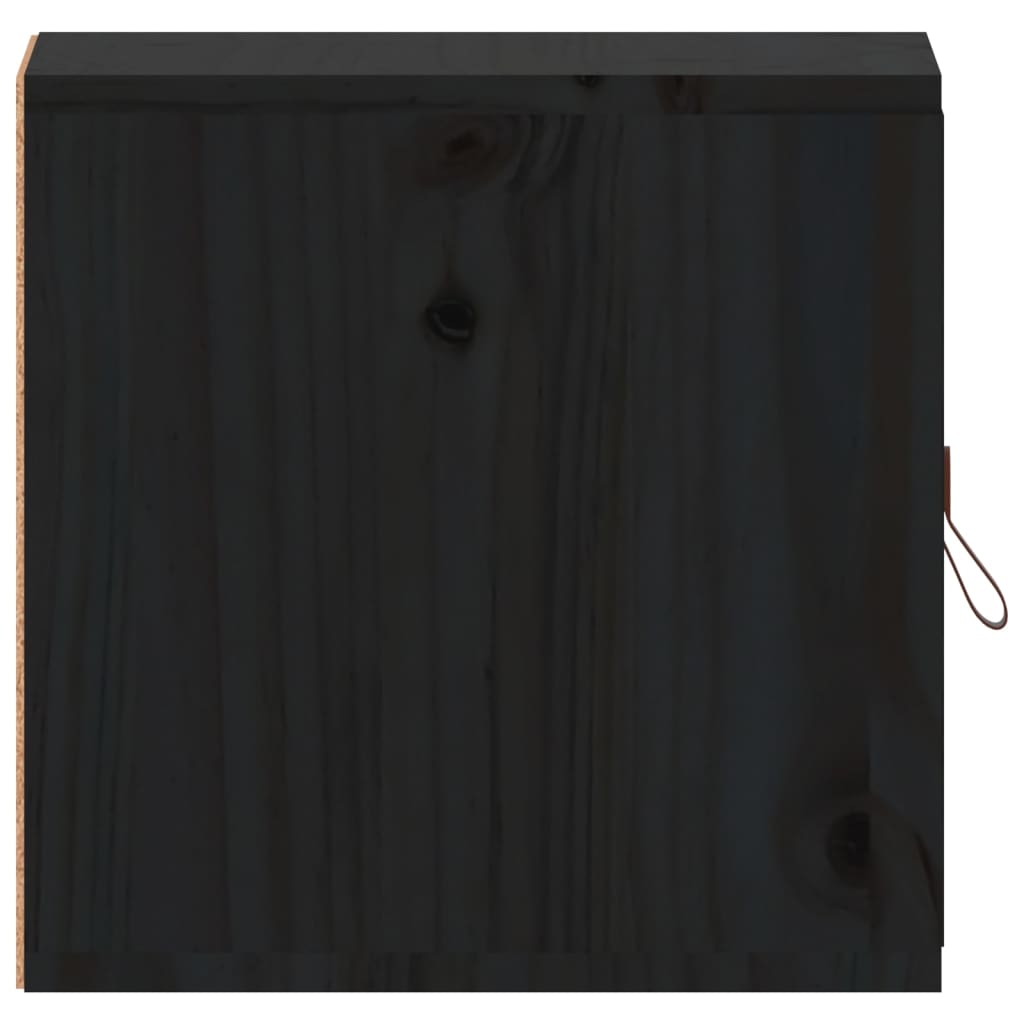 vidaXL Armario de pared madera maciza de pino negro 31,5x30x30 cm