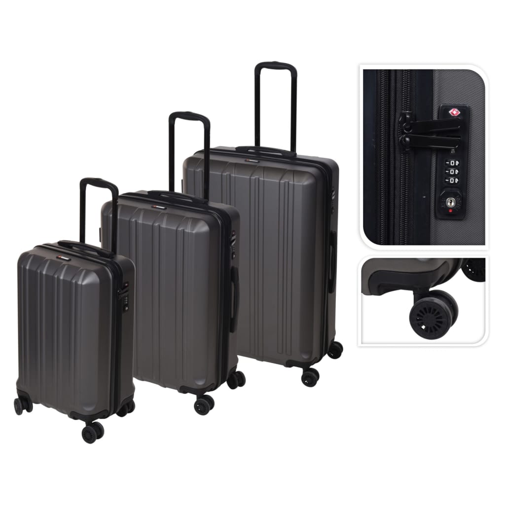 ProWorld Juego de maletas 3 piezas con candado TSA negro