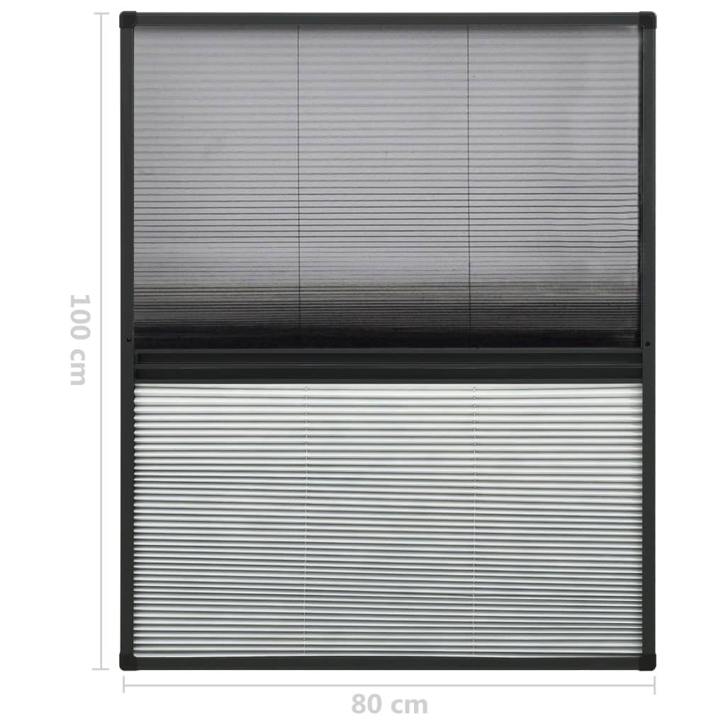 vidaXL Mosquitera plisada para ventanas aluminio con sombra 80x100cm