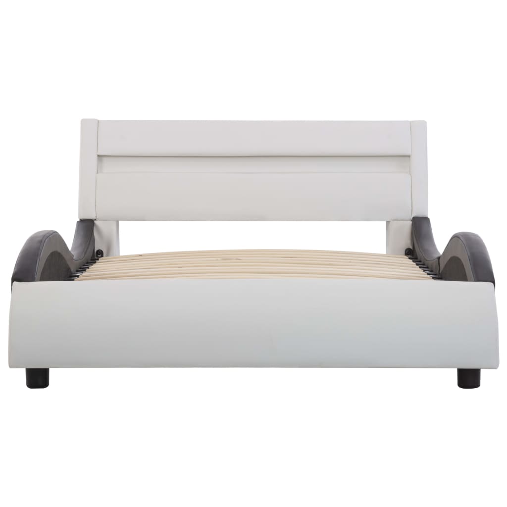 vidaXL Estructura cama con LED cuero sintético blanco negro 100x200 cm