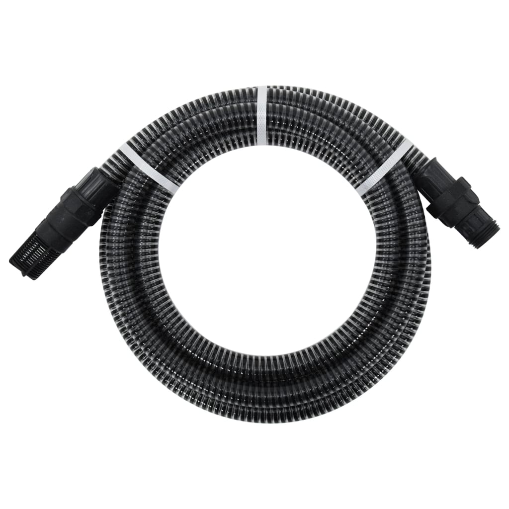 vidaXL Manguera de succión con conectores de PVC PVC negro 26 mm 10m
