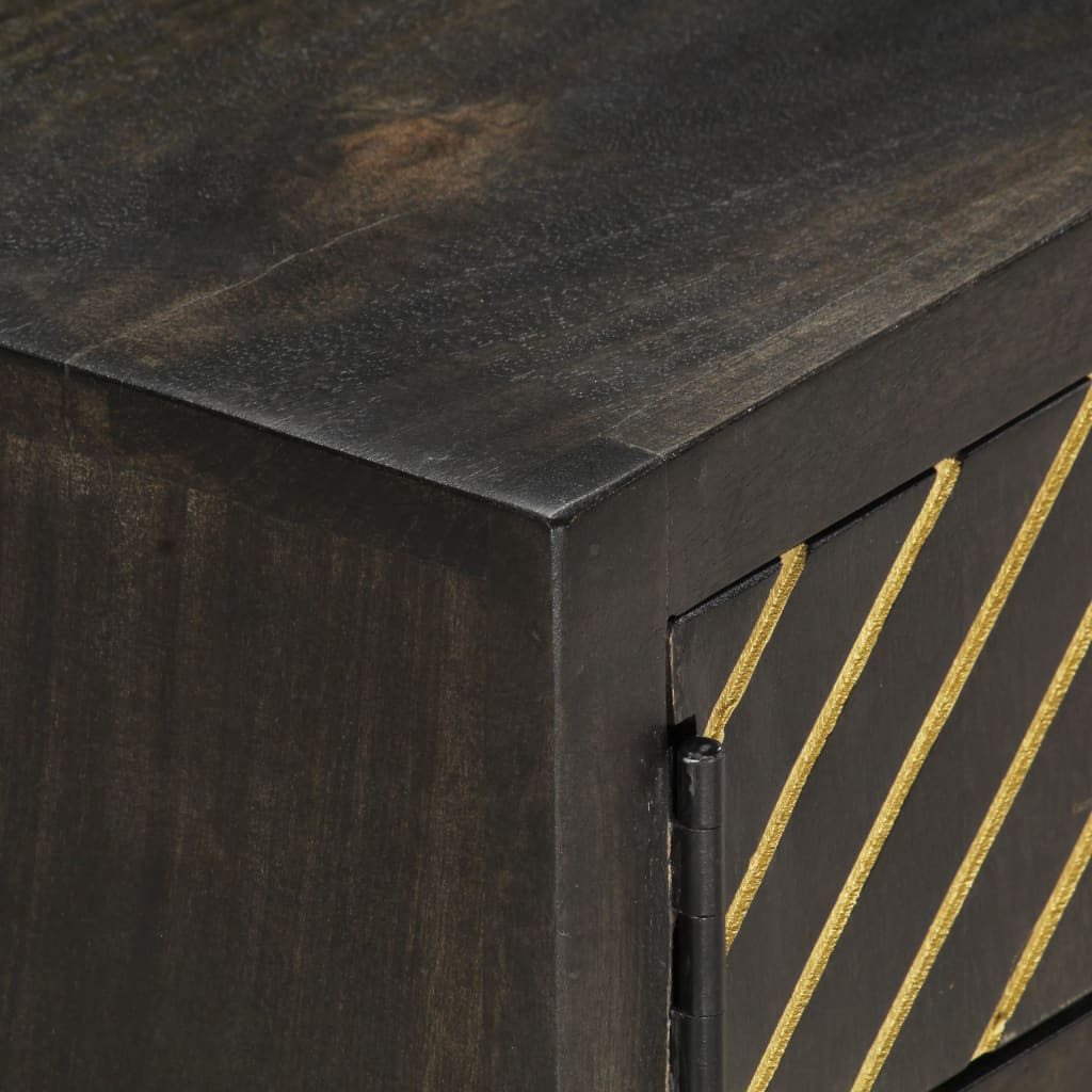 vidaXL Mesa de centro madera maciza de mango negro y dorado 90x50x35cm