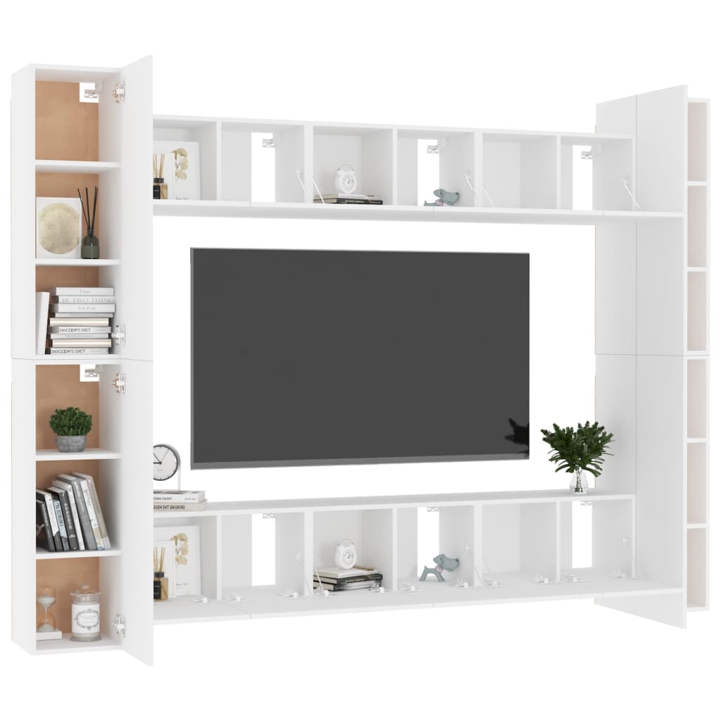 vidaXL Juego de mueble para TV de 10 piezas aglomerado blanco