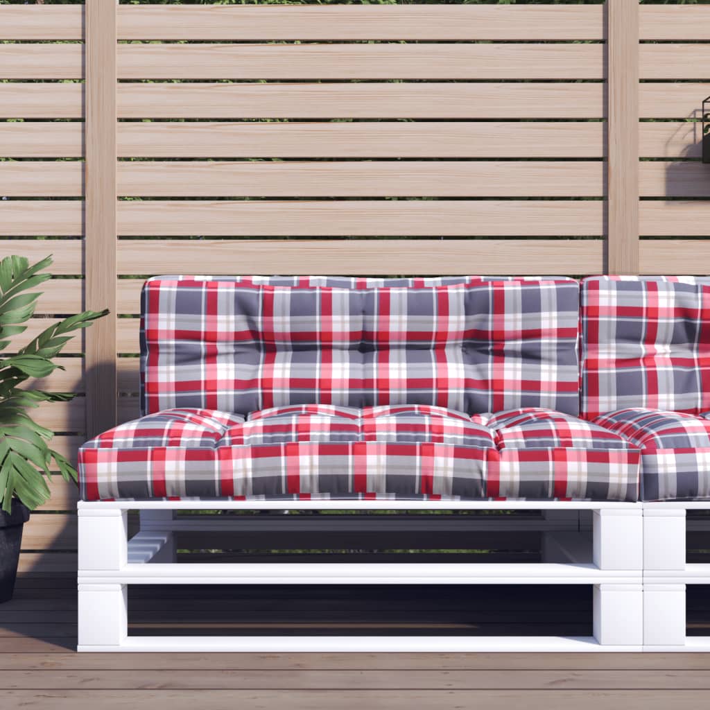 vidaXL Cojín para sofá de palets tela a cuadros rojo 120x40x12 cm