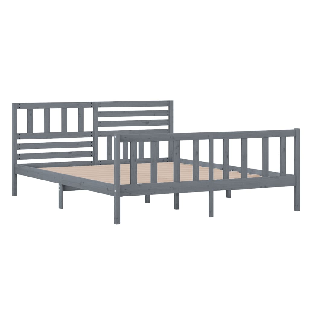 vidaXL Estructura de cama de madera maciza gris 120x200 cm