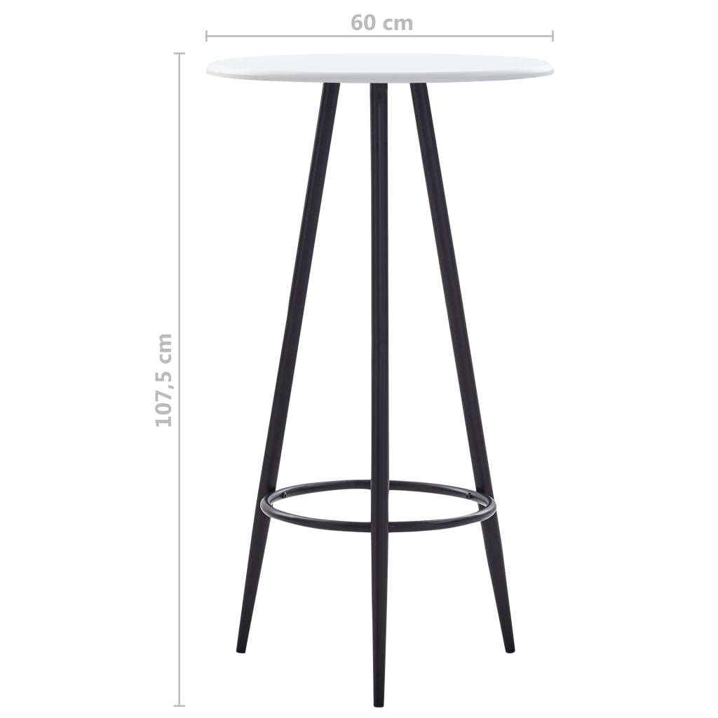 vidaXL Set mesa alta y taburetes de bar 3 pzas cuero sintético blanco