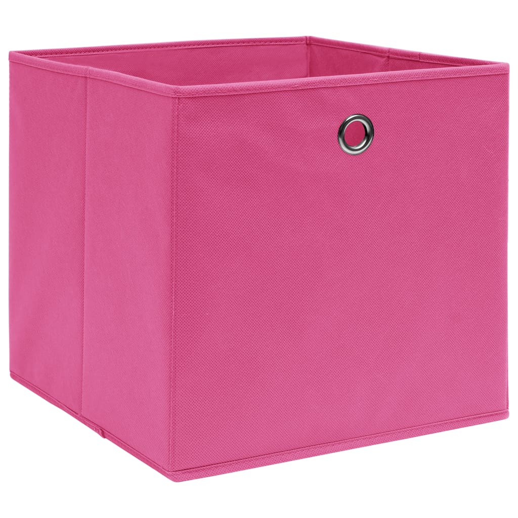 vidaXL Cajas de almacenaje 4 uds tela rosa 32x32x32 cm