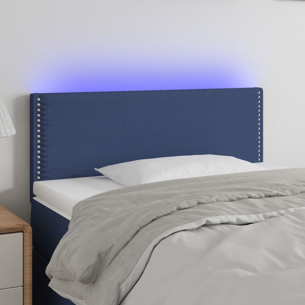 vidaXL Cabecero con LED de tela azul 80x5x78/88 cm