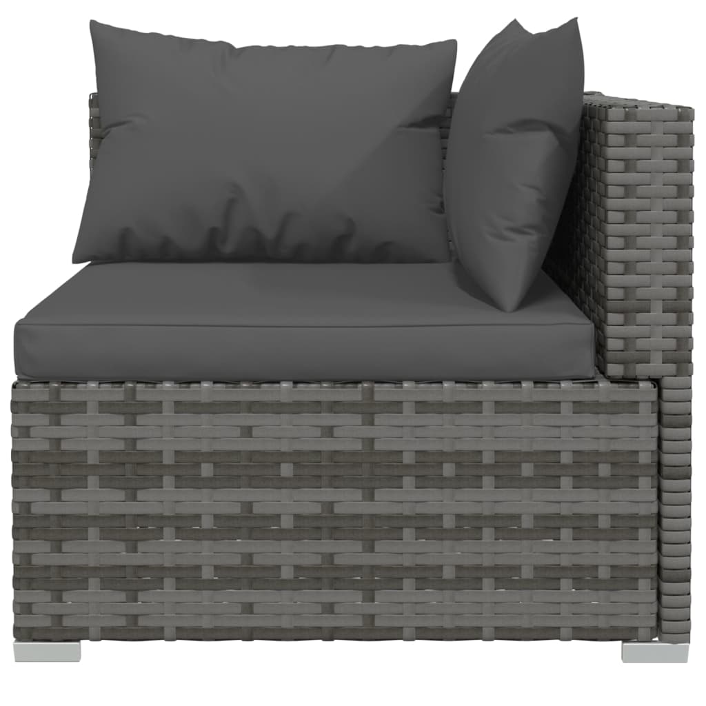 vidaXL Set de sofás de jardín 4 piezas y cojines ratán sintético gris