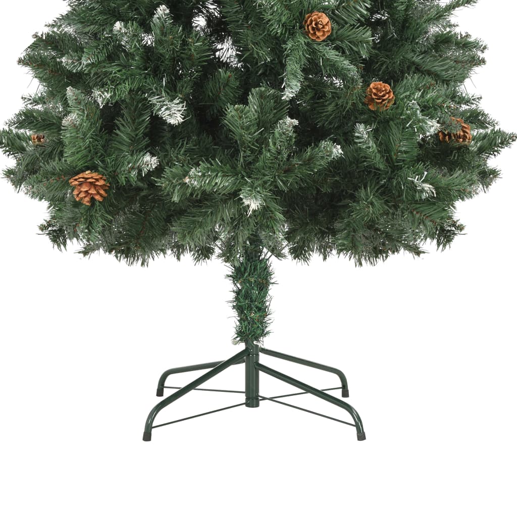 vidaXL Árbol de Navidad artificial con piñas y brillo blanco 180 cm