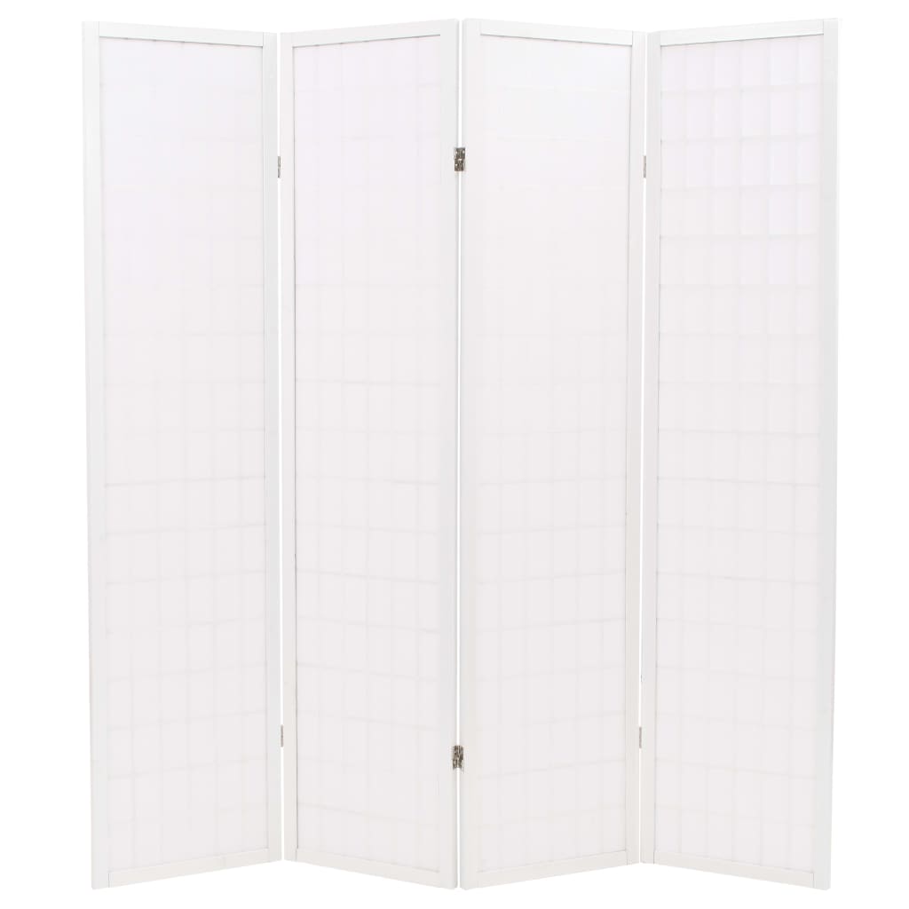 vidaXL Biombo plegable con 4 paneles estilo japonés 160x170 cm blanco