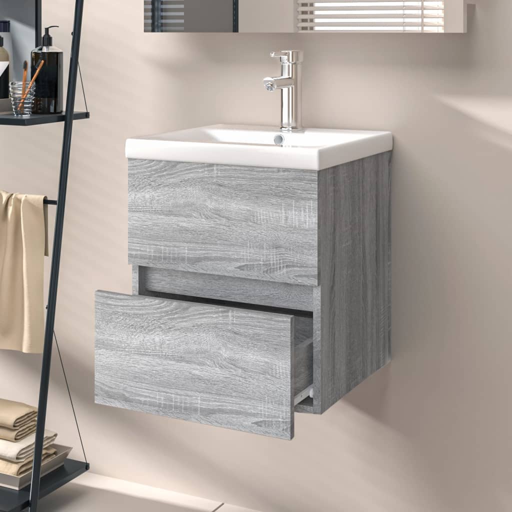 vidaXL Mueble de lavabo madera de ingeniería gris Sonoma 41x38,5x45 cm