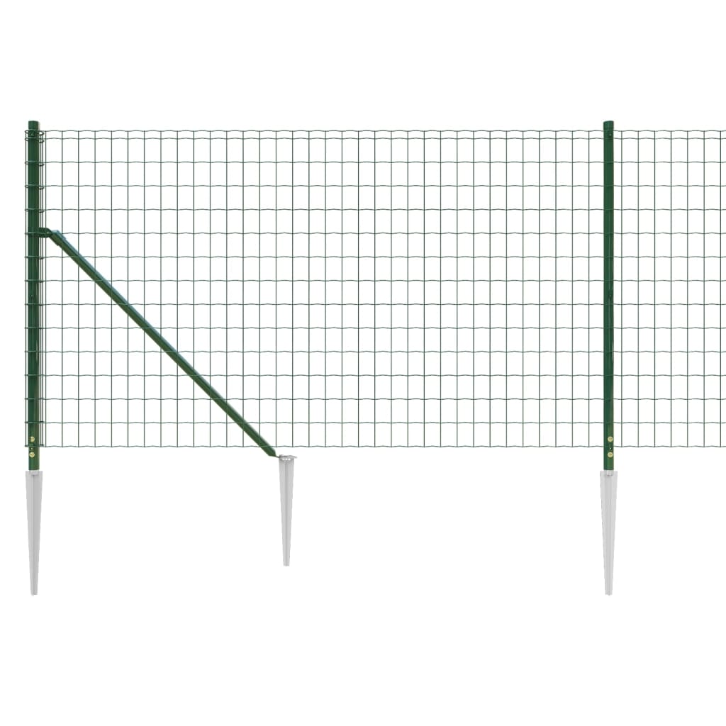 vidaXL Cerca de alambre con pinchos de anclaje verde 0,8x10 m