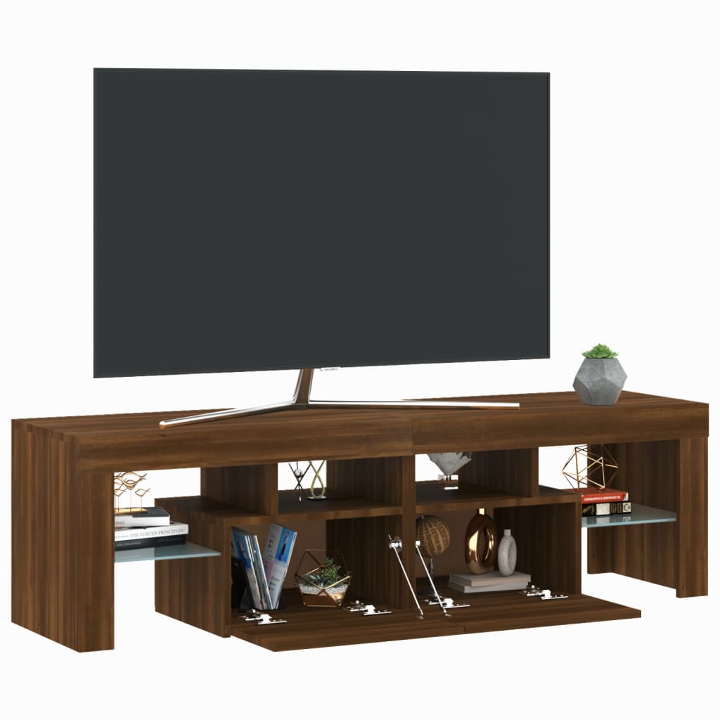 vidaXL Mueble de TV con luces LED marrón roble 140x36,5x40 cm