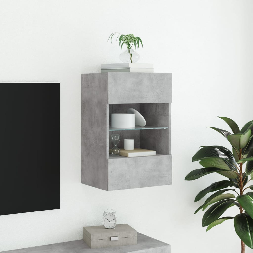 vidaXL Mueble de TV de pared con luces LED gris hormigón 40x30x60,5 cm