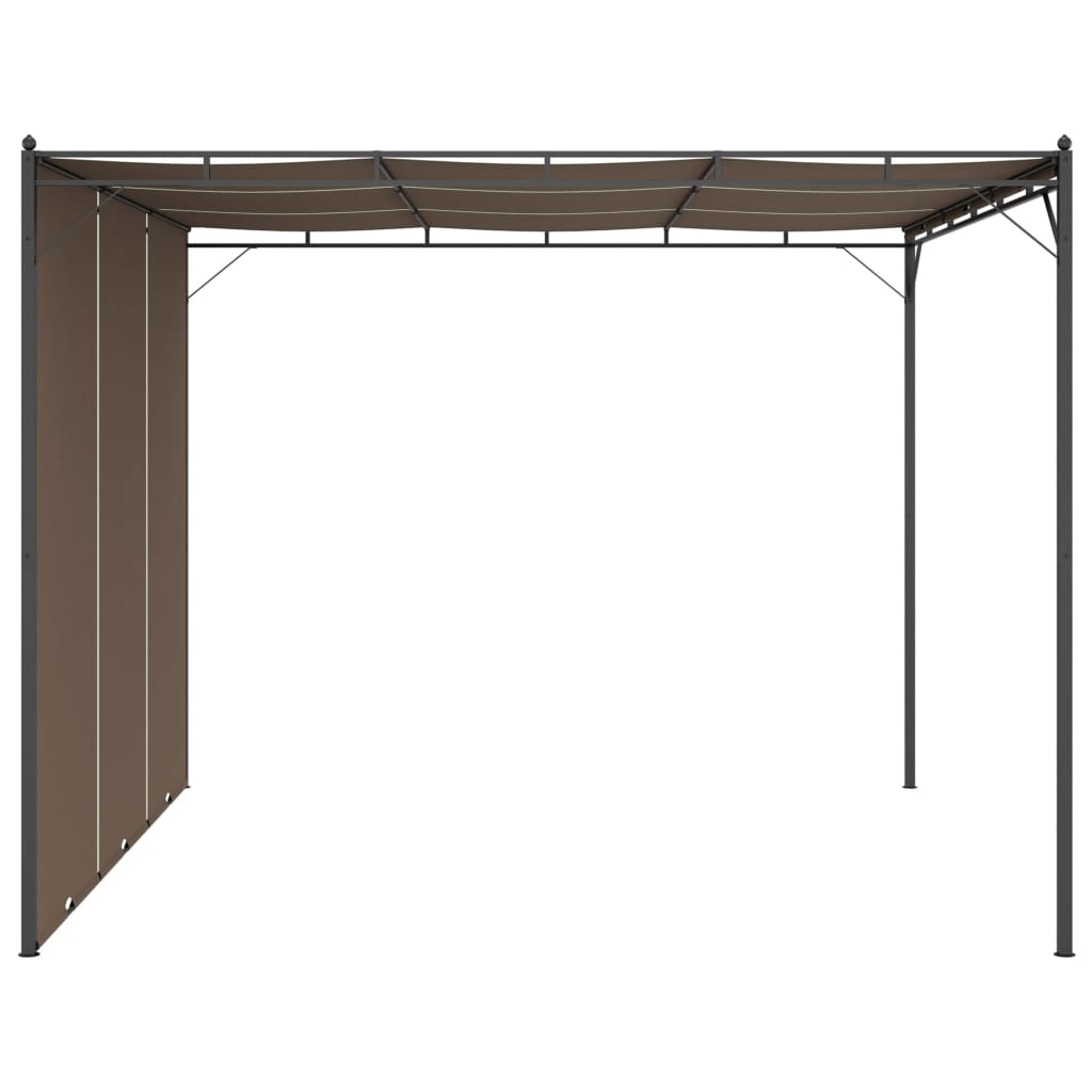 vidaXL Cenador de jardín con cortina lateral gris taupe 3x3x2,25 m