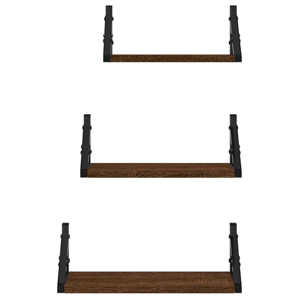 vidaXL Estantes de pared 3 pzas madera de ingeniería roble marrón
