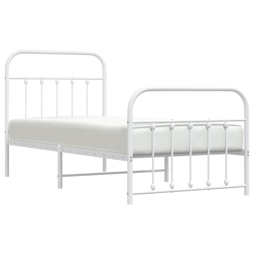 vidaXL Estructura cama metal con cabecero y pie cama blanca 90x190 cm