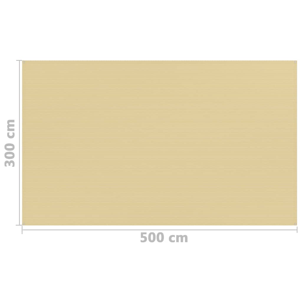vidaXL Alfombra para tienda de campaña beige 300x500 cm
