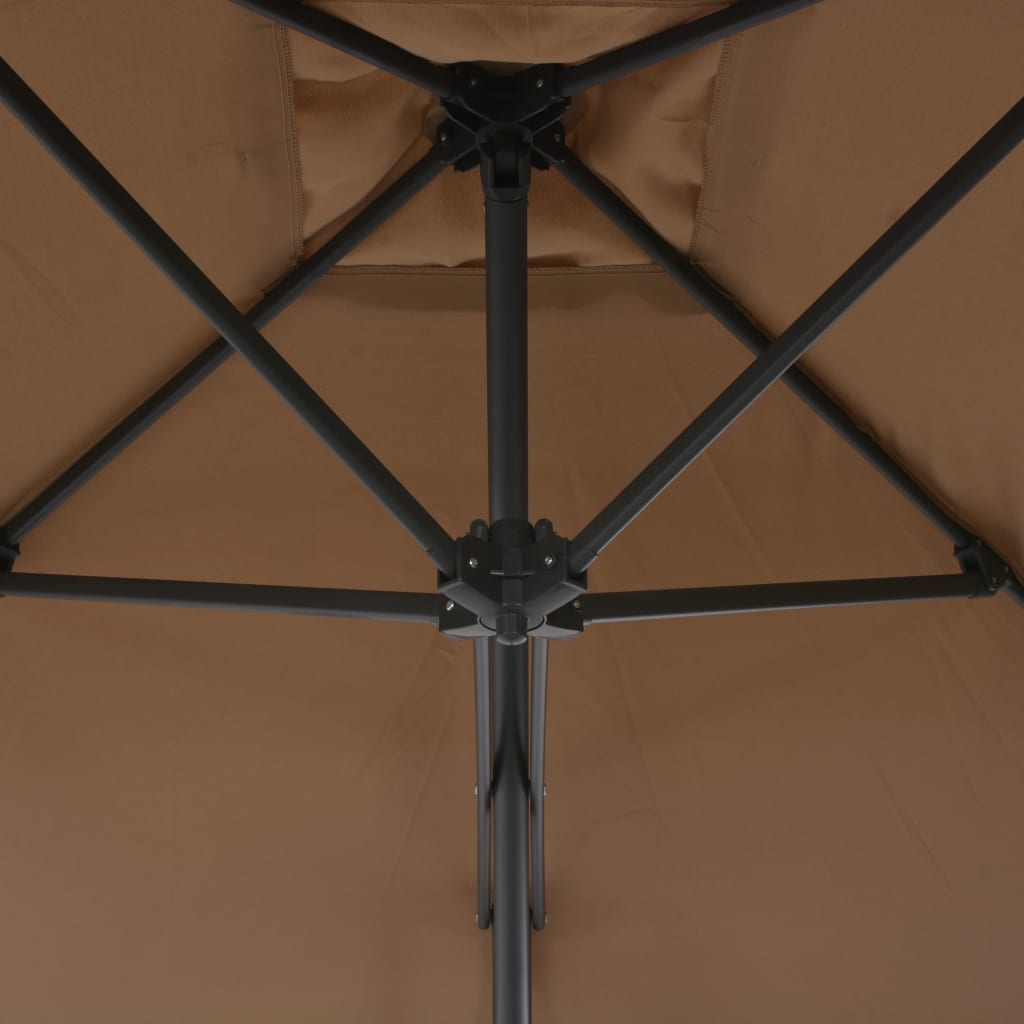 vidaXL Sombrilla de jardín con palo de acero 300 cm gris topo