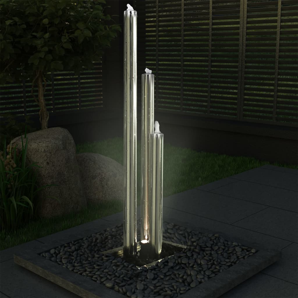 vidaXL Fuente de jardín de acero inoxidable plateado 48x34x153 cm