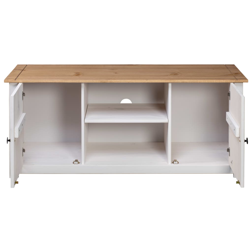 vidaXL Mueble para TV madera de pino estilo Panamá blanco 120x40x50 cm