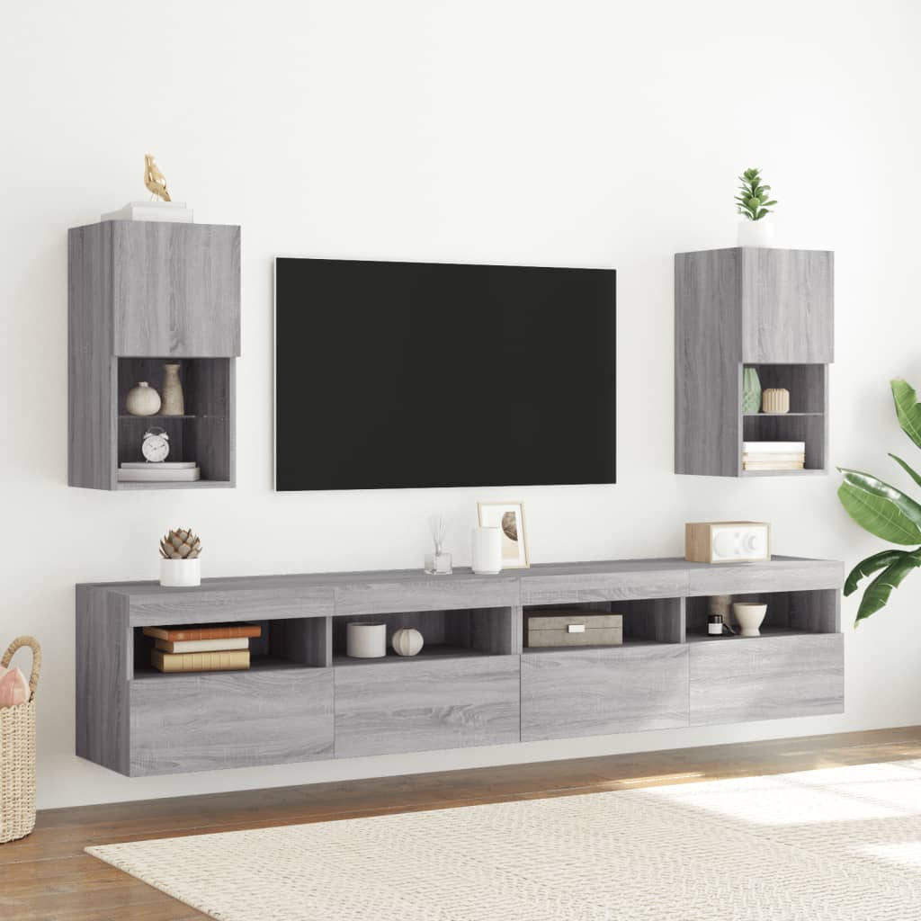 vidaXL Mueble para TV con luces LED gris Sonoma 30,5x30x60 cm