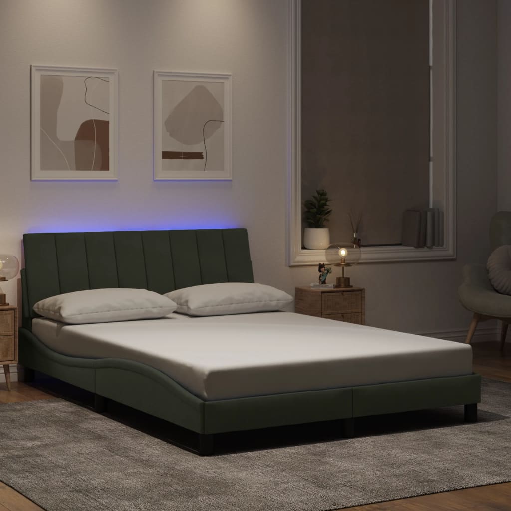 vidaXL Estructura cama con luces LED terciopelo gris claro 120x200 cm