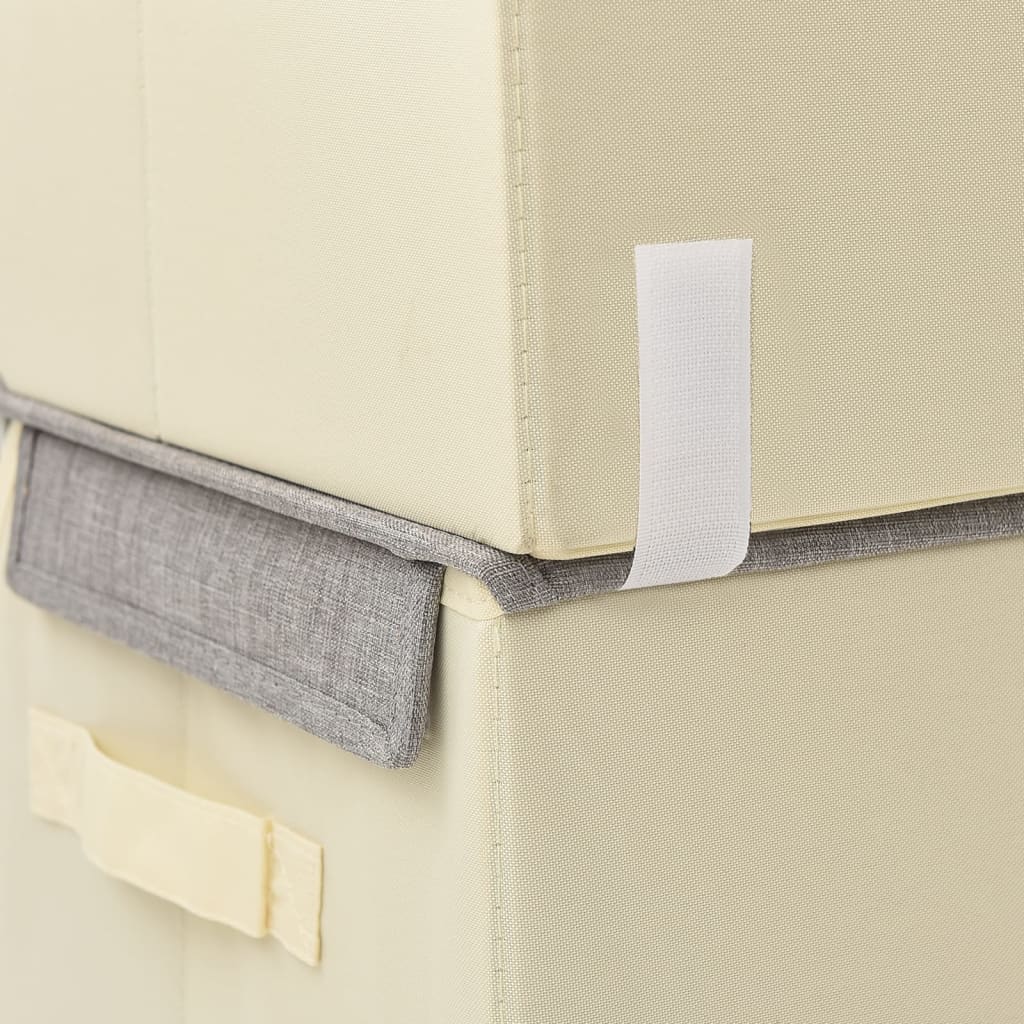 vidaXL Cajas de almacenaje apilables con tapas 8 uds tela gris y crema