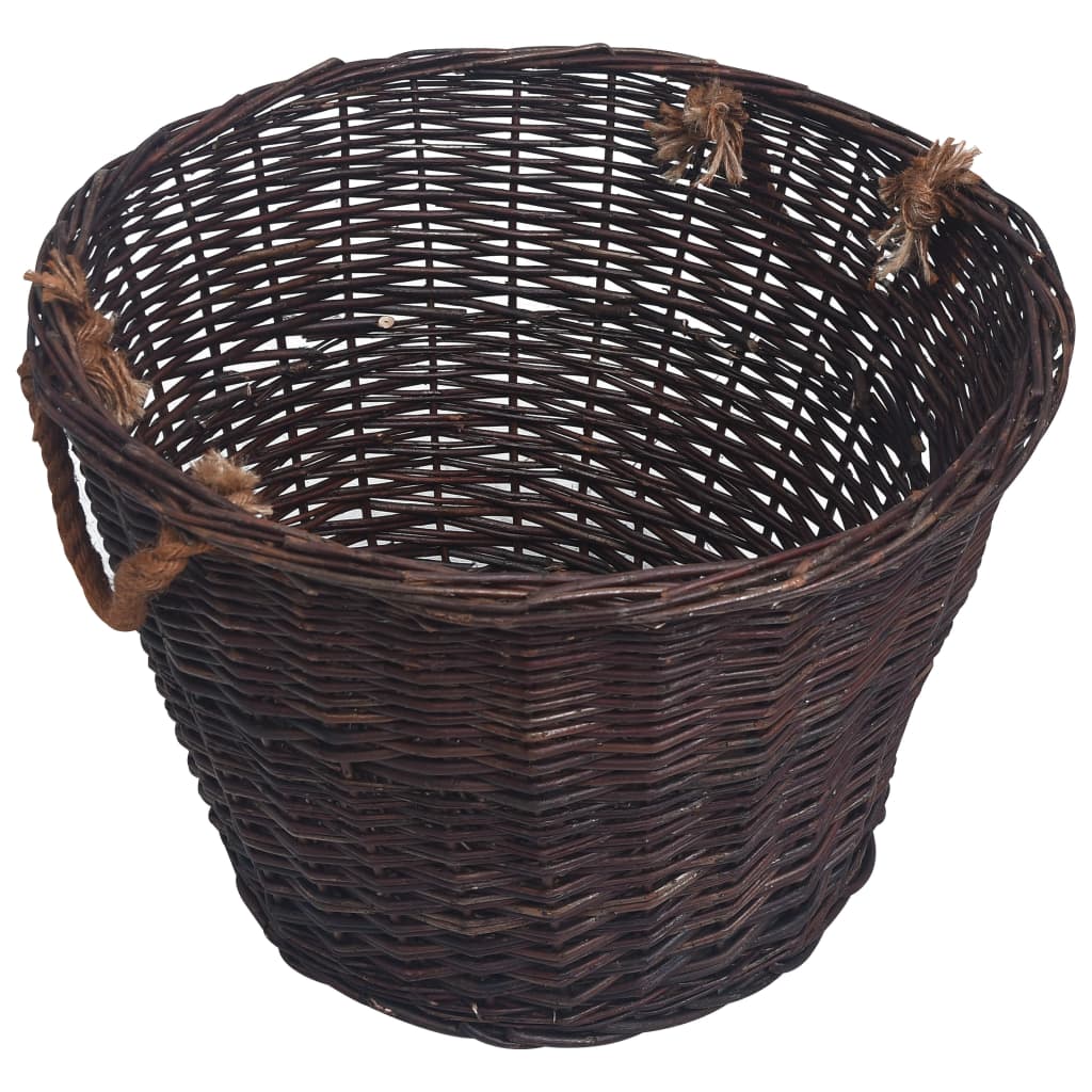 vidaXL Set de cestas apilables para leña 3 uds sauce marrón oscuro