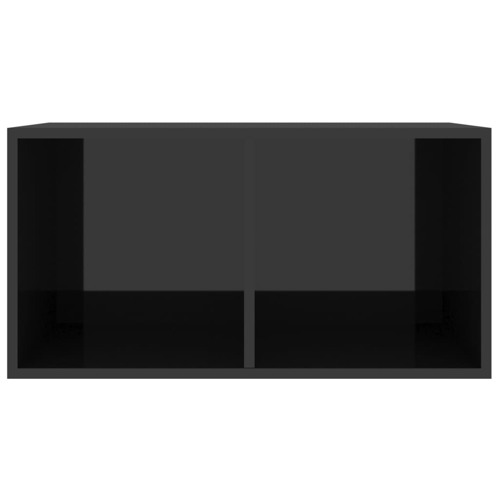 vidaXL Caja para vinilos aglomerado negro brillante 71x34x36 cm