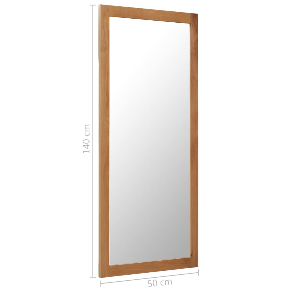 vidaXL Espejo de madera maciza de roble 50x140 cm