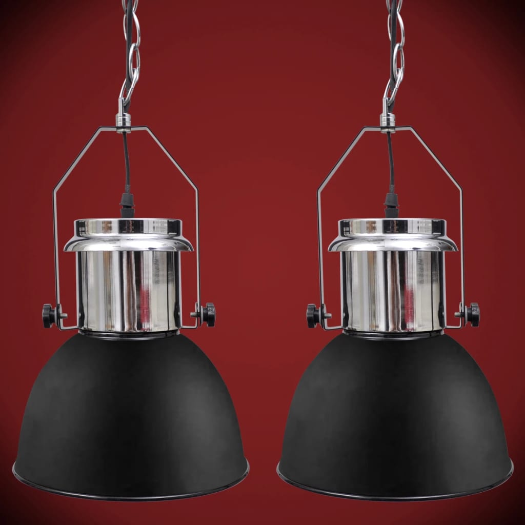 vidaXL Lámpara de techo altura ajustable moderna metal negro 2 uds