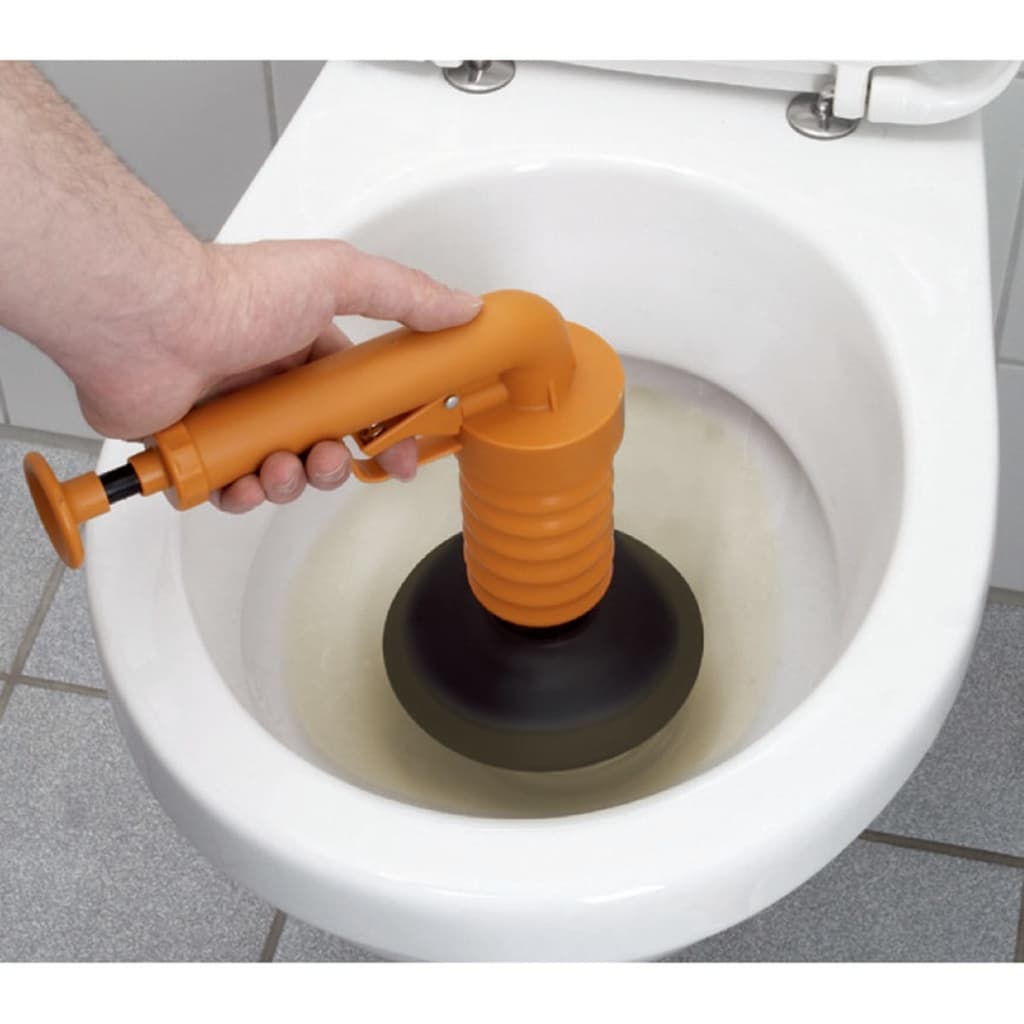Drain Buster Desatascador de desagües de mano naranja y negro