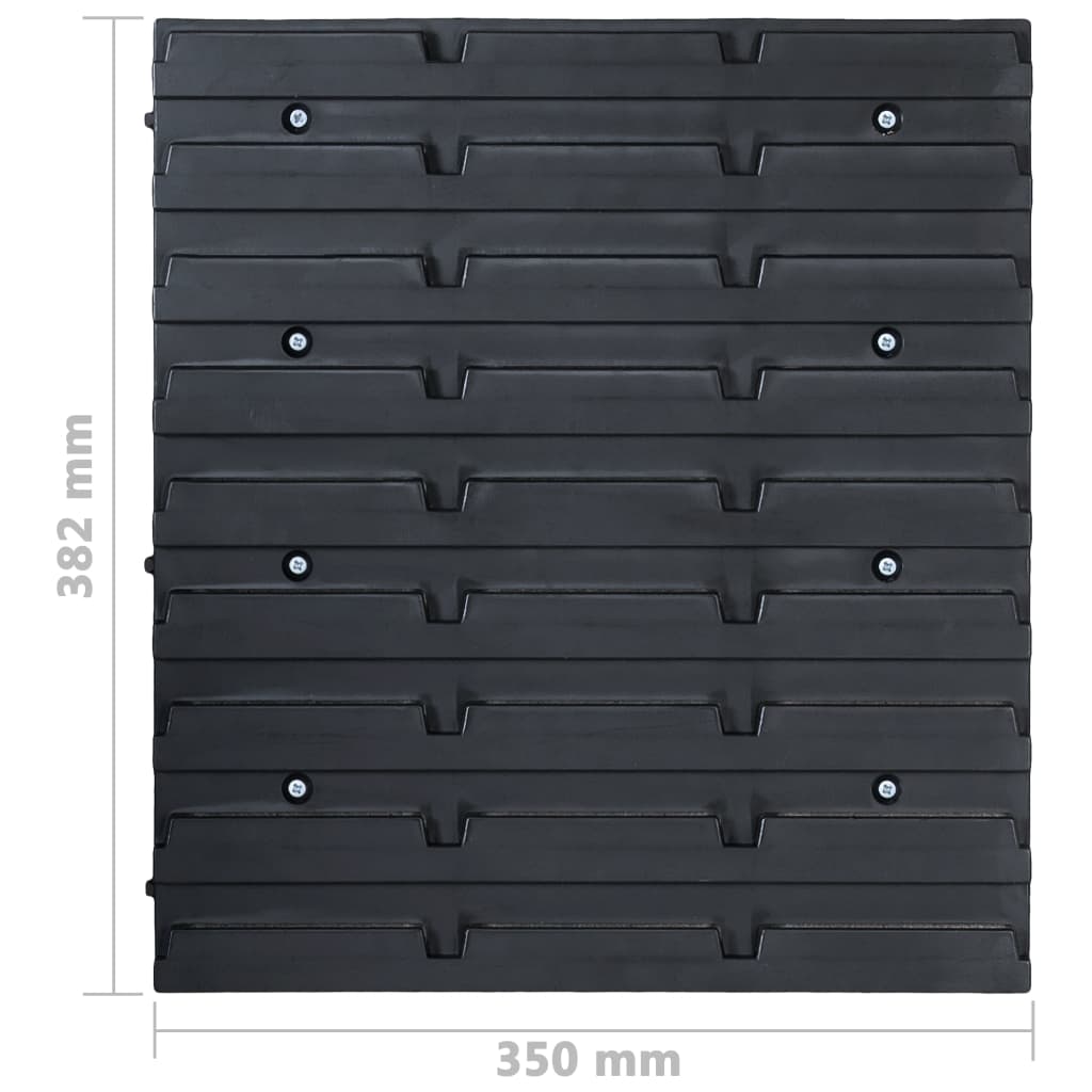 vidaXL Kit de cajas de almacenaje 96 pzas paneles de pared rojo negro