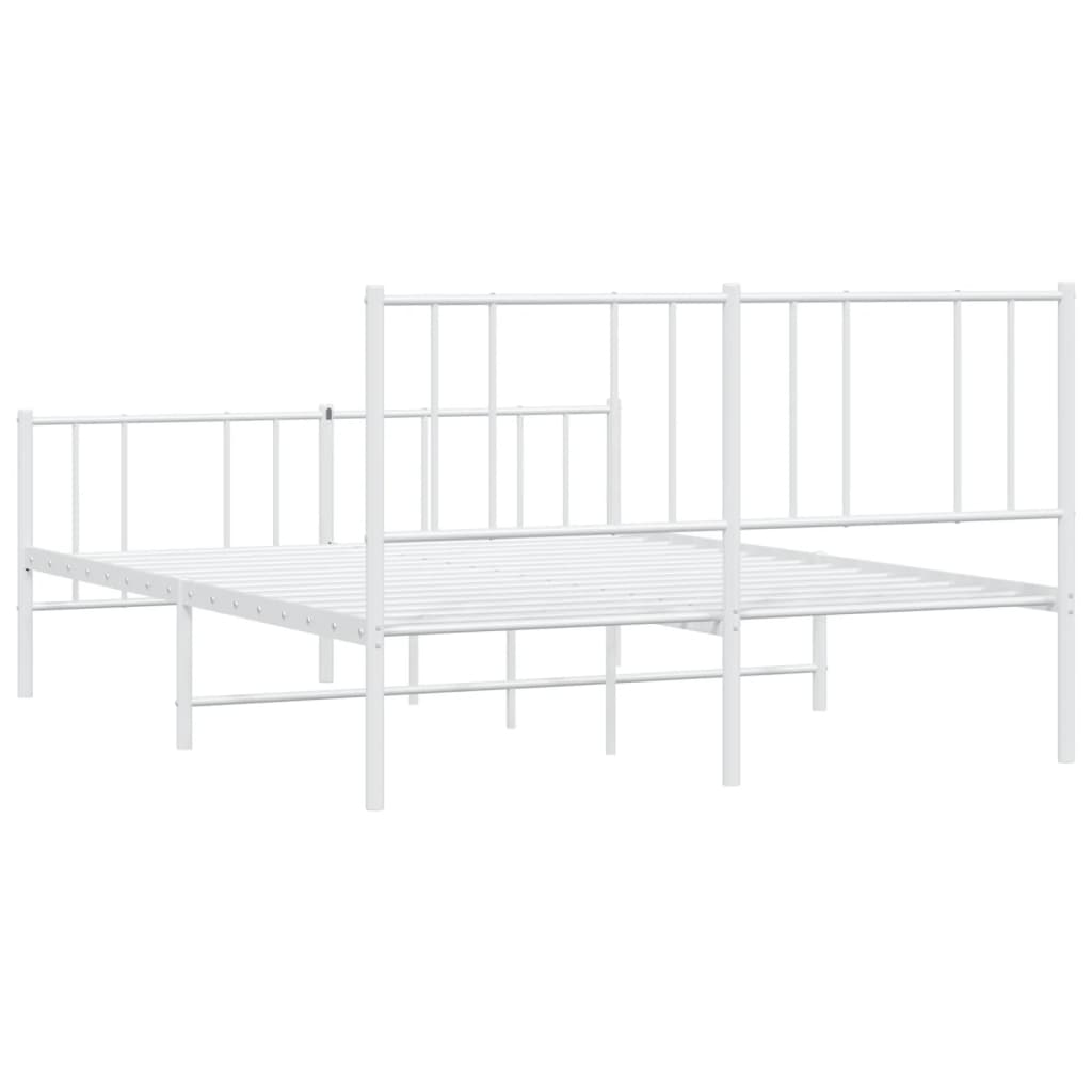 vidaXL Estructura cama metal con cabecero y estribo blanco 120x200 cm