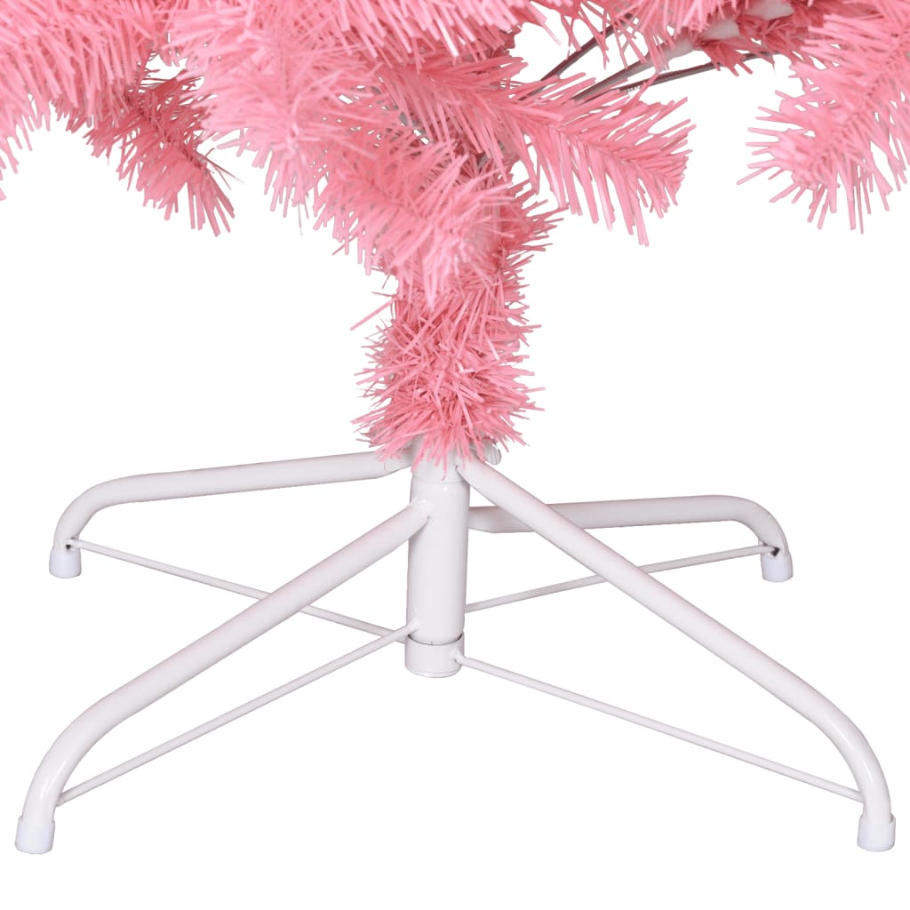 vidaXL Árbol de Navidad artificial con soporte PVC rosa 210 cm