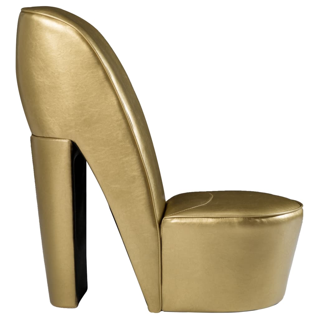 vidaXL Sillón con forma de zapato de tacón cuero sintético dorado