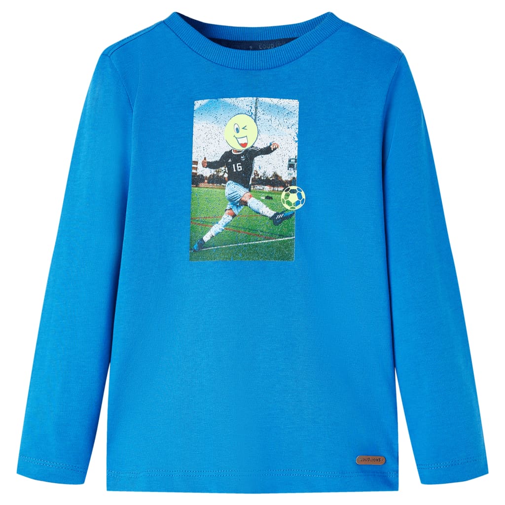 Camiseta infantil de manga larga azul cobalto 92