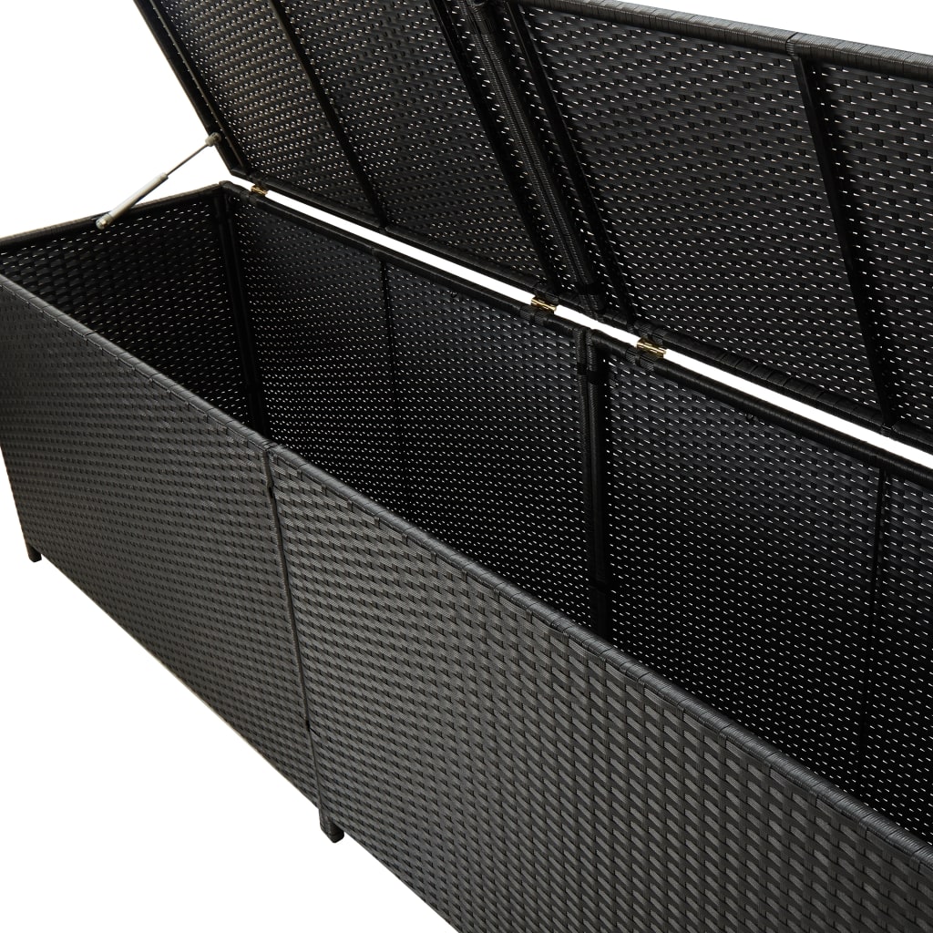 vidaXL Caja de almacenaje de jardín ratán sintético negro 200x50x60 cm
