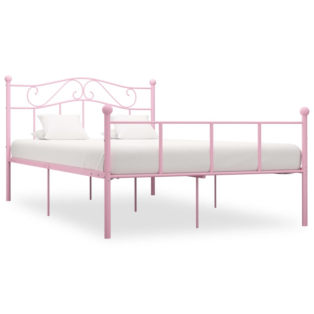vidaXL Estructura de cama de metal rosa 160x200 cm