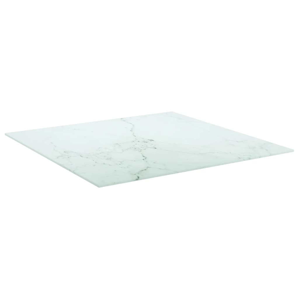 vidaXL Tablero mesa diseño mármol vidrio templado blanco 70x70 cm 6 mm