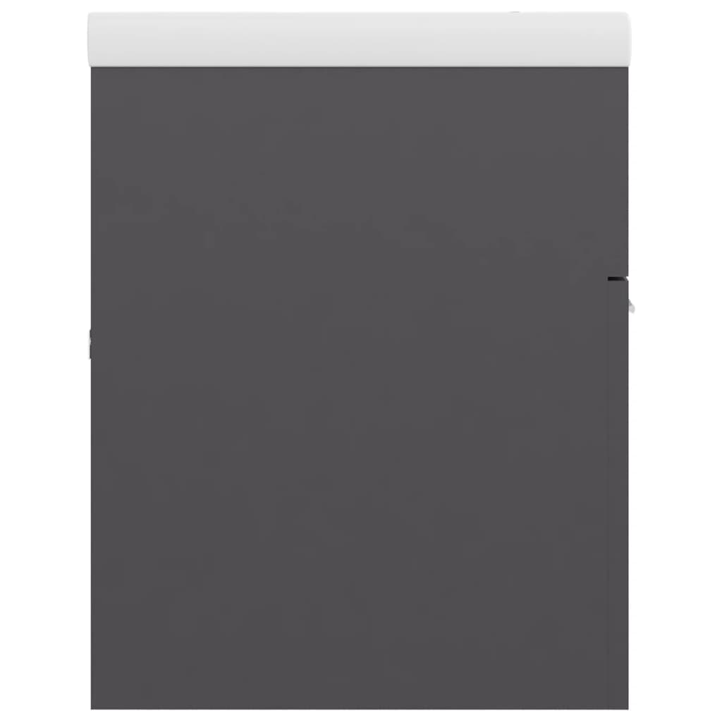 vidaXL Mueble con lavabo aglomerado gris brillante