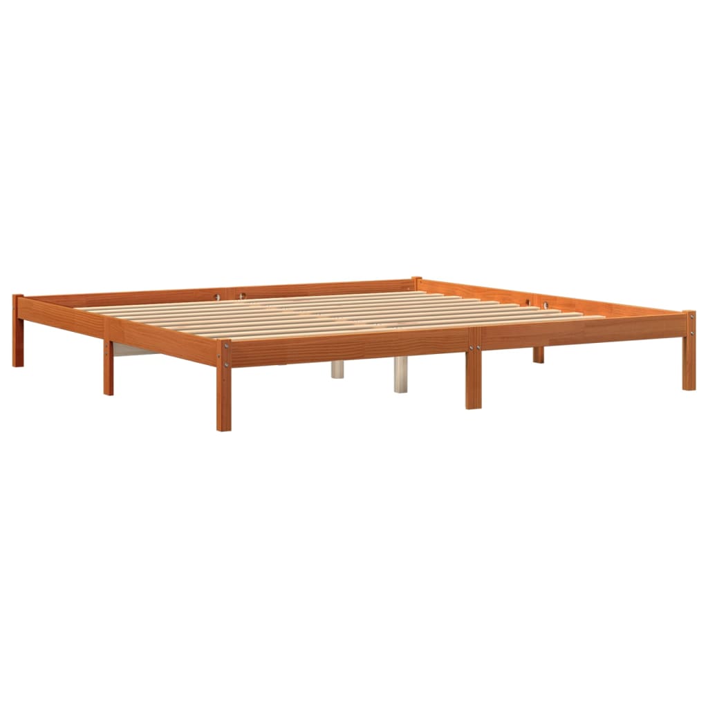 vidaXL Estructura de cama madera maciza pino marrón cera 180x200 cm
