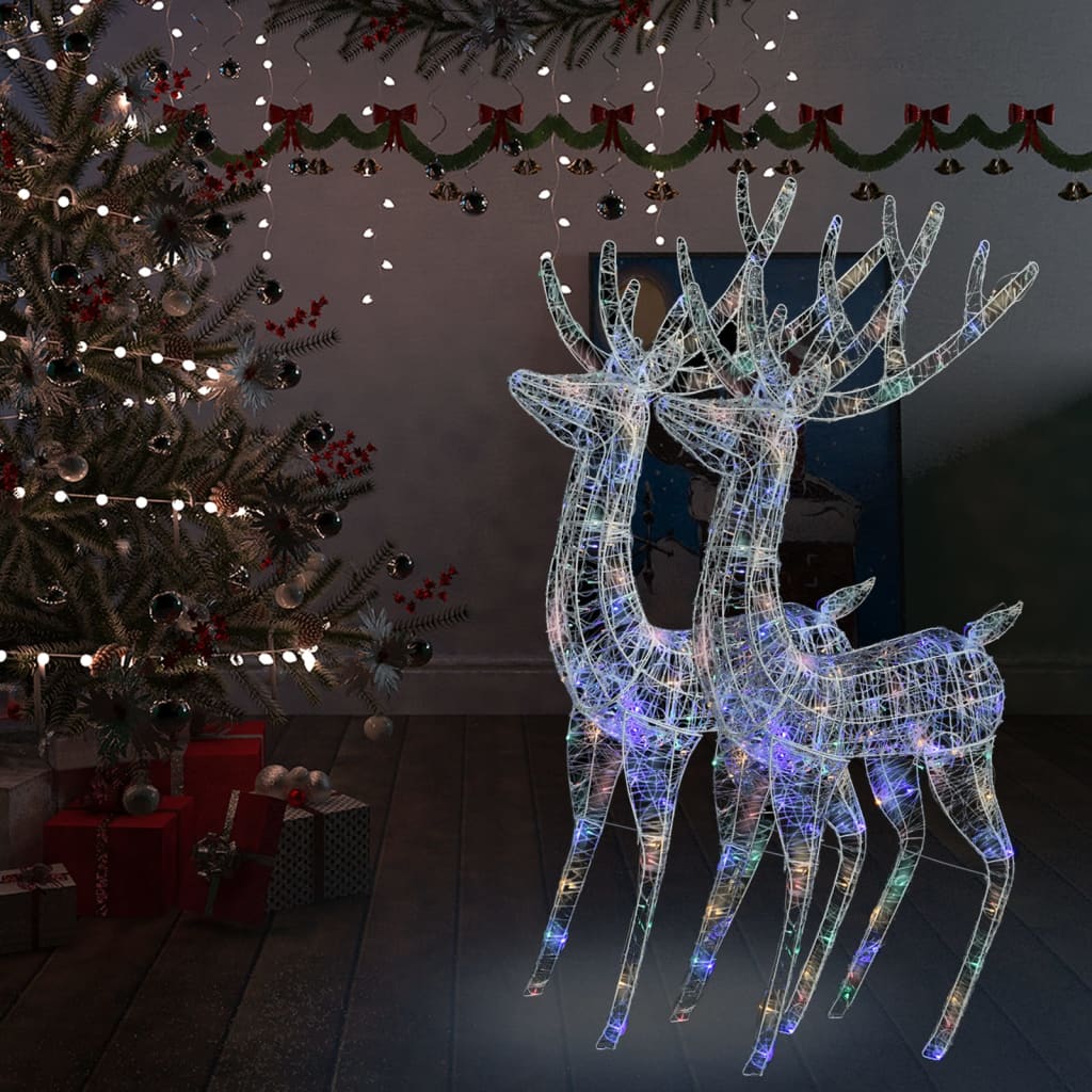 vidaXL Renos de Navidad acrílico 250 LED 2 uds multicolor 180 cm