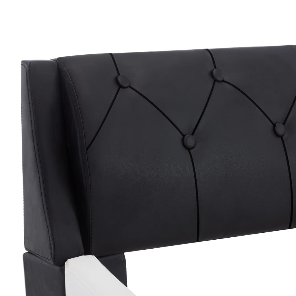 vidaXL Estructura de cama cuero sintético negro y blanco 160x200 cm