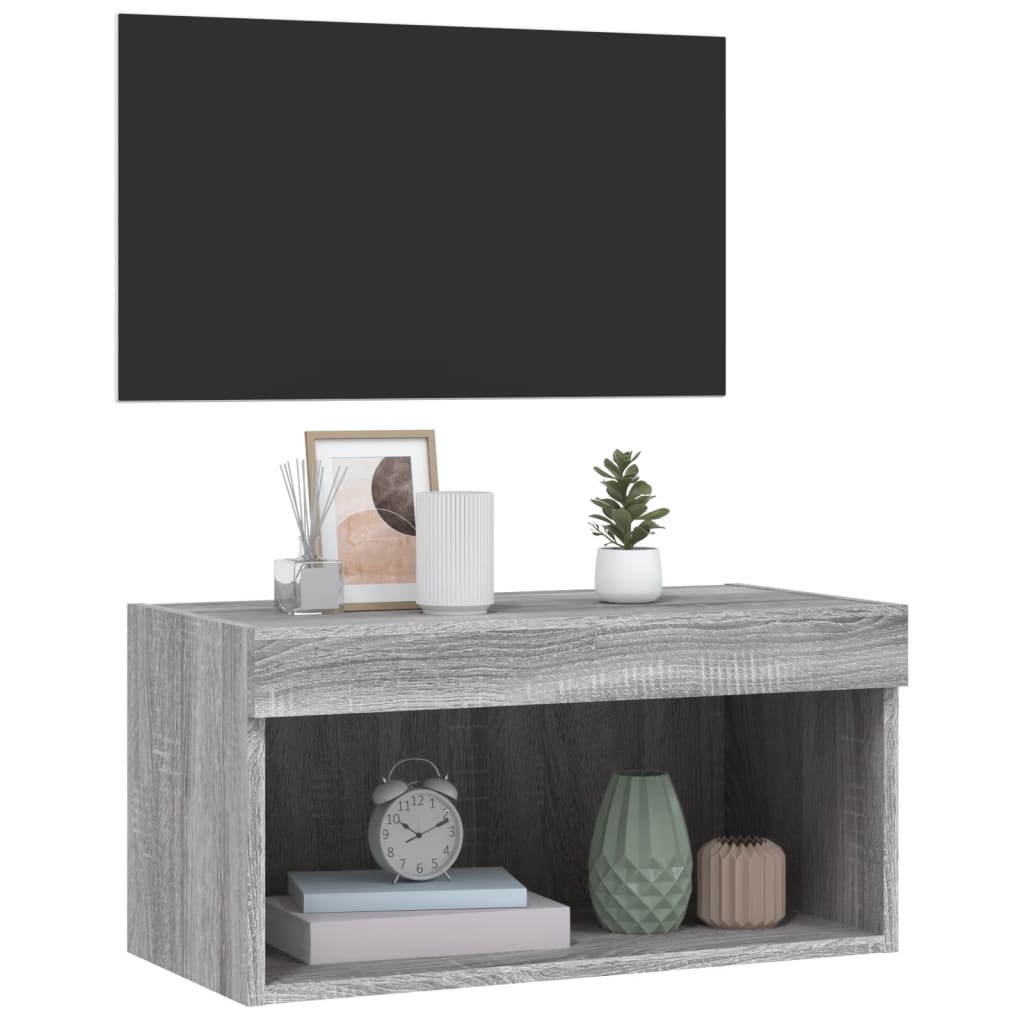 vidaXL Mueble para TV con luces LED gris Sonoma 60x30x30 cm